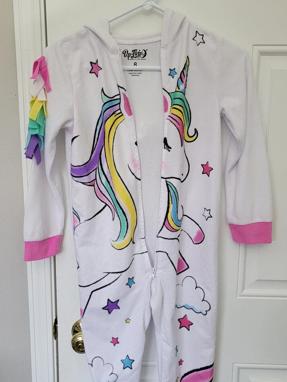 Stay Up Late Unicorn One Piece Half Zip Hooded Pajamas Size 8 Fantasy Magic